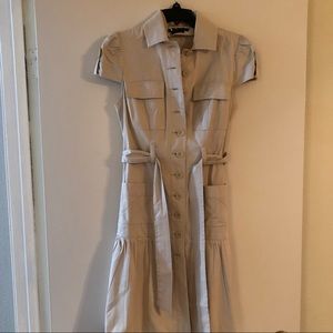 BCBG Max Azria nude button down safari dress